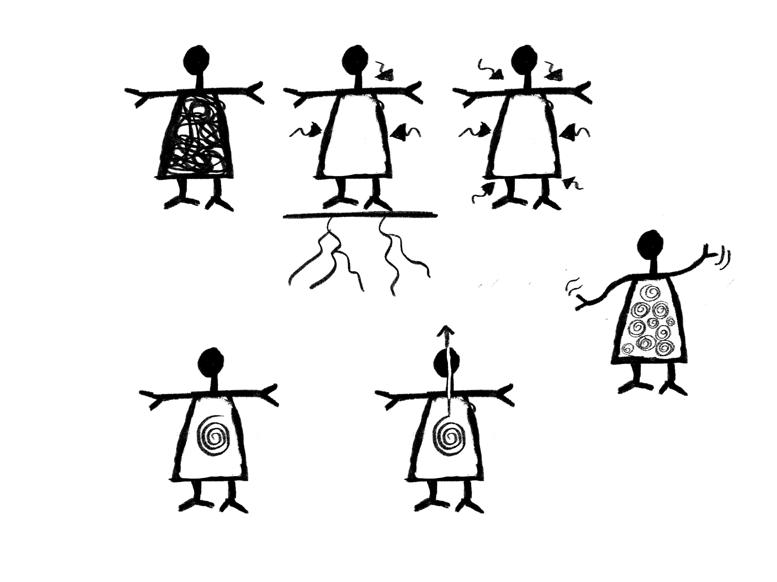 Overzicht van de handgetekende figurenfamilie